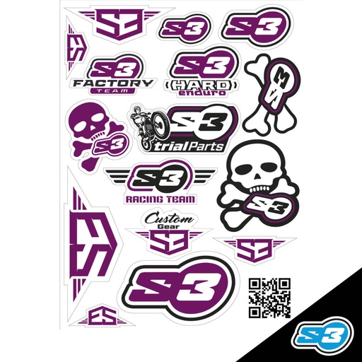 [DE-3-P] S3 - Sticker Set, Logos, Purple, DE-3-P