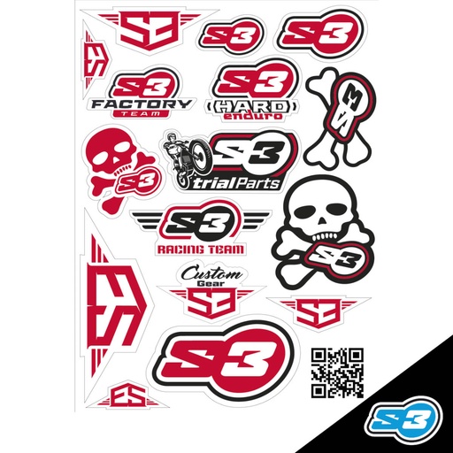 [DE-4-R] S3 - Sticker Set, Logos, Red, DE-4-R